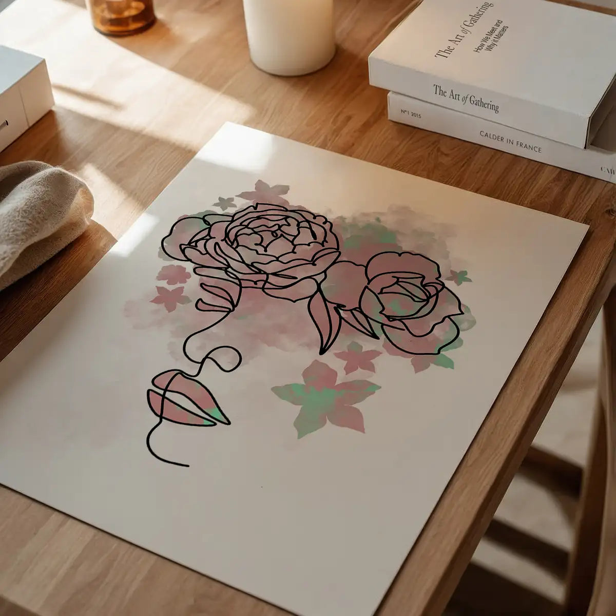 Floral Face Line Art Print
