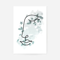 Leaves Face Line Art Print
