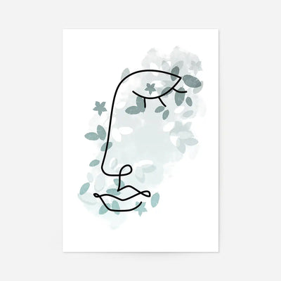 Leaves Face Line Art Print