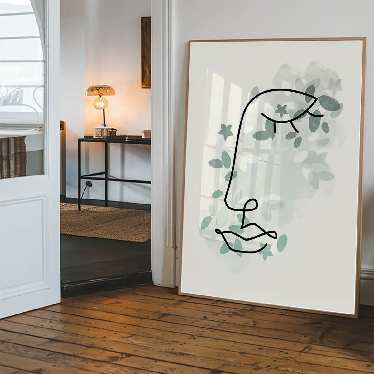 Leaves Face Line Art Print