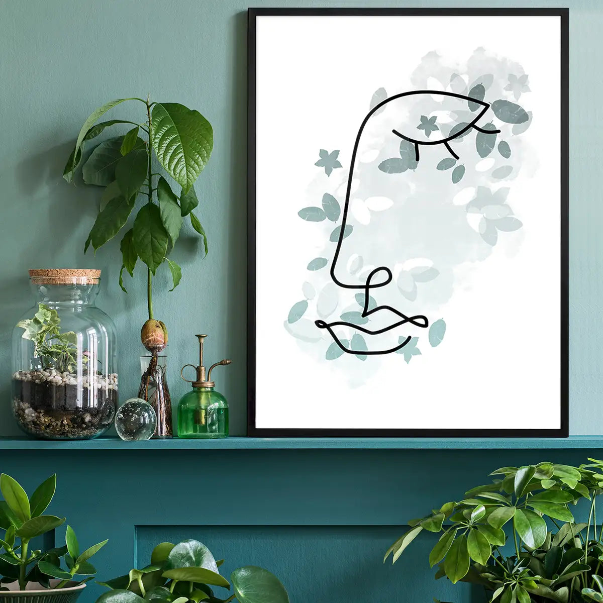 Leaves Face Line Art Print
