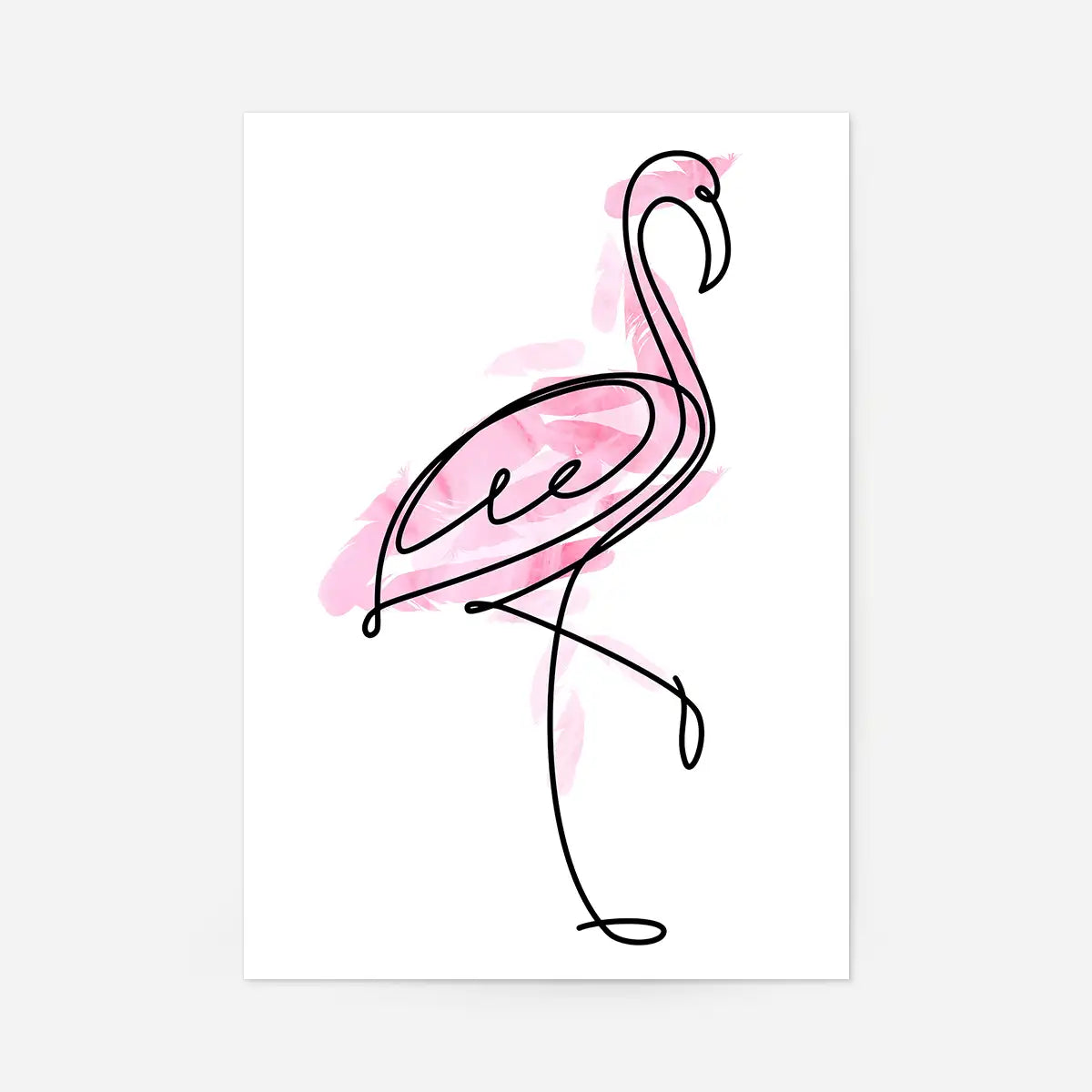 Flamingo Feathers Line Art Print
