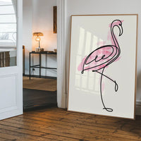 Flamingo Feathers Line Art Print