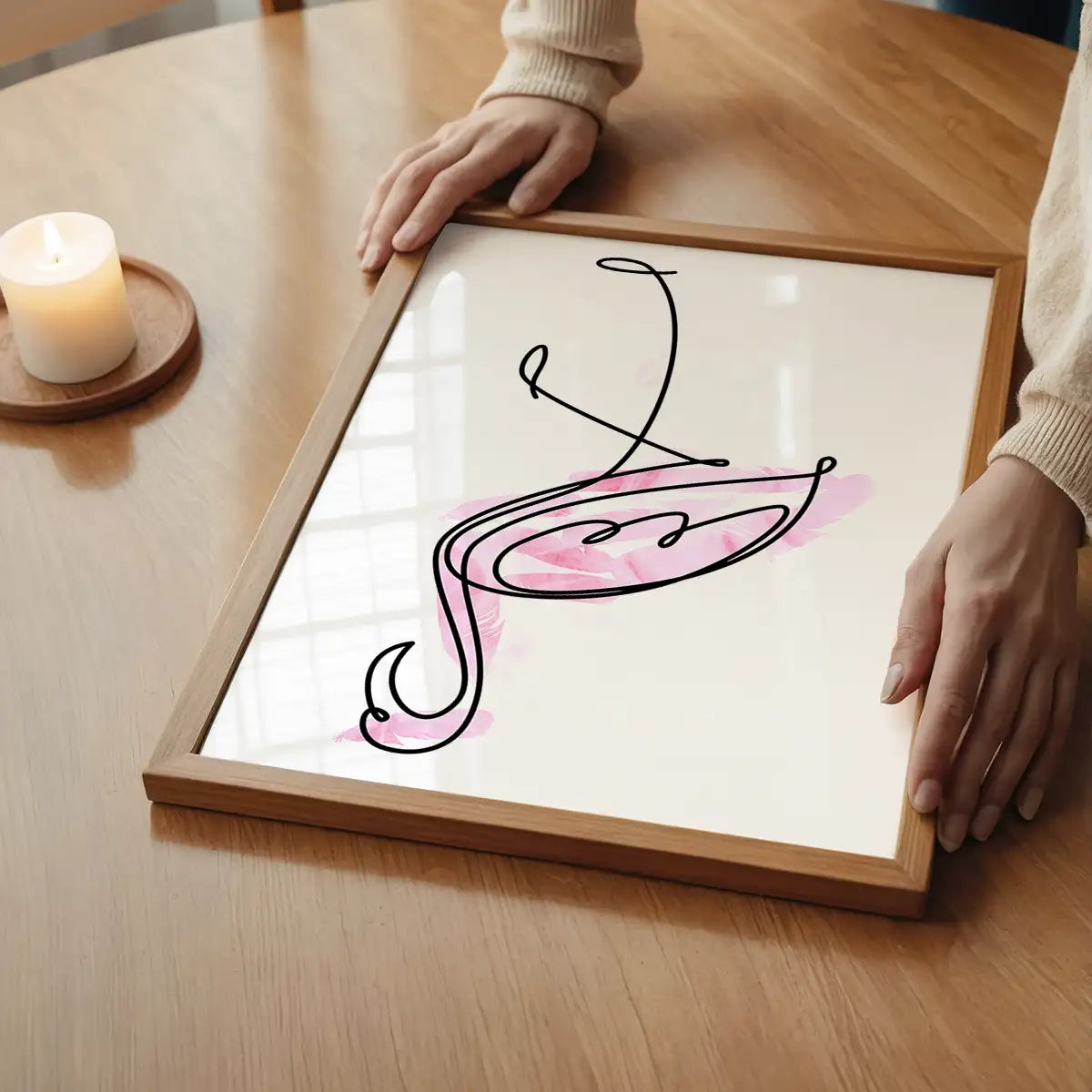 Flamingo Feathers Line Art Print