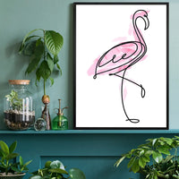 Flamingo Feathers Line Art Print