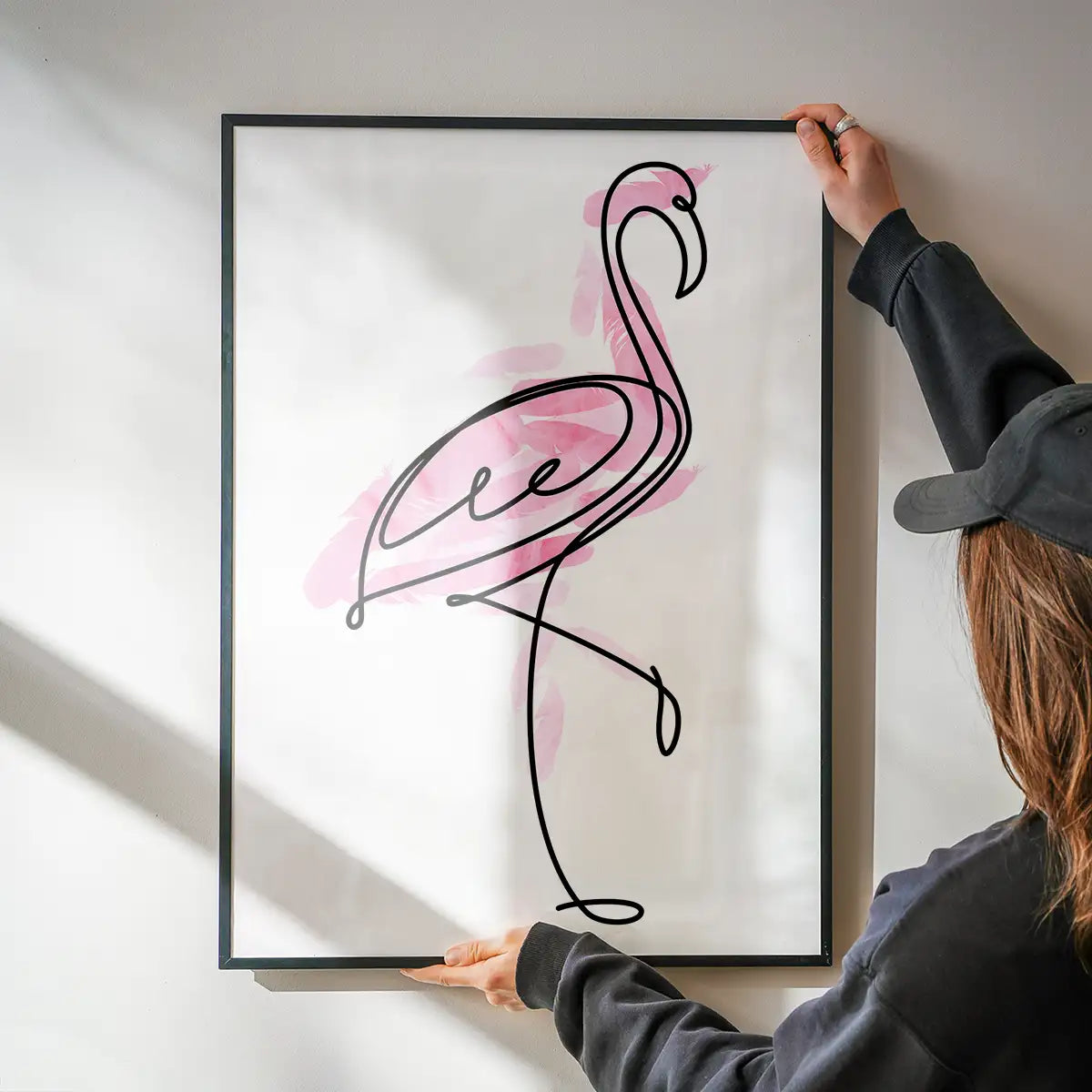 Flamingo Feathers Line Art Print