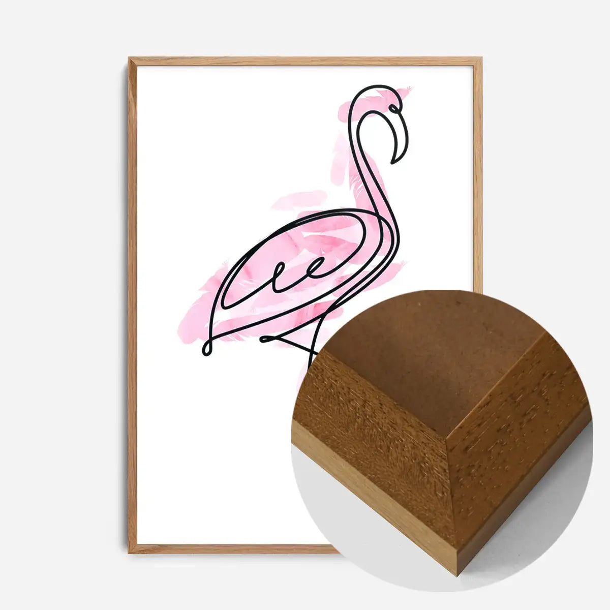Flamingo Feathers Line Art Print