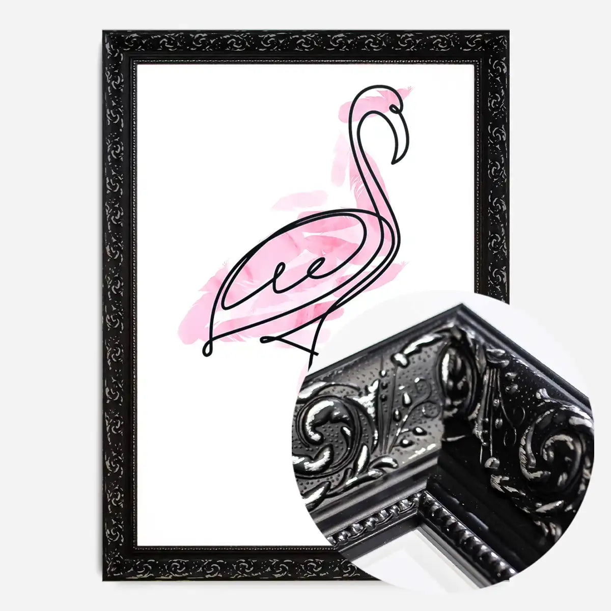 Flamingo Feathers Line Art Print