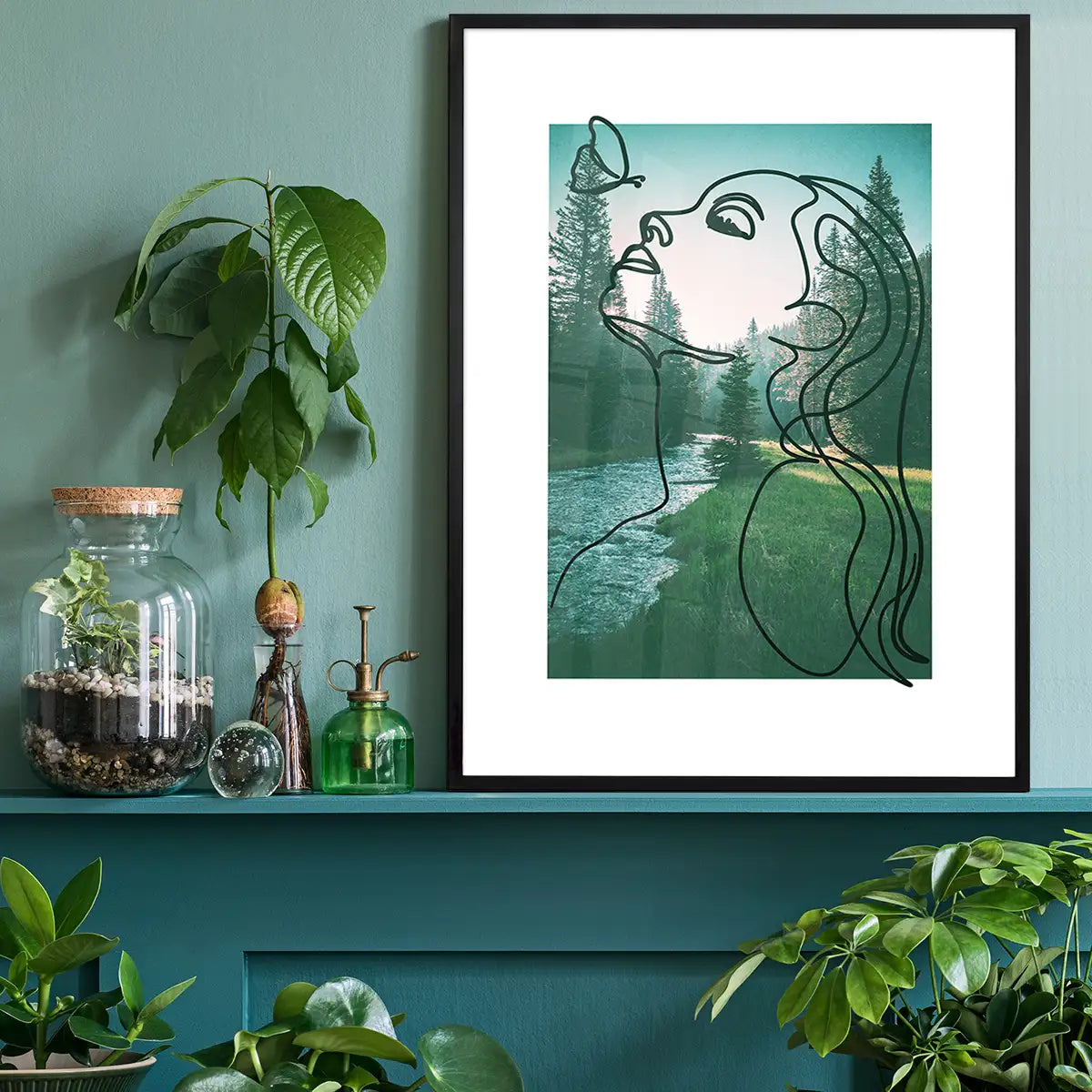 Girl With Butterfly Forest Print