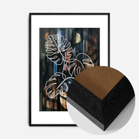 Gold Texture Black Monstera Print
