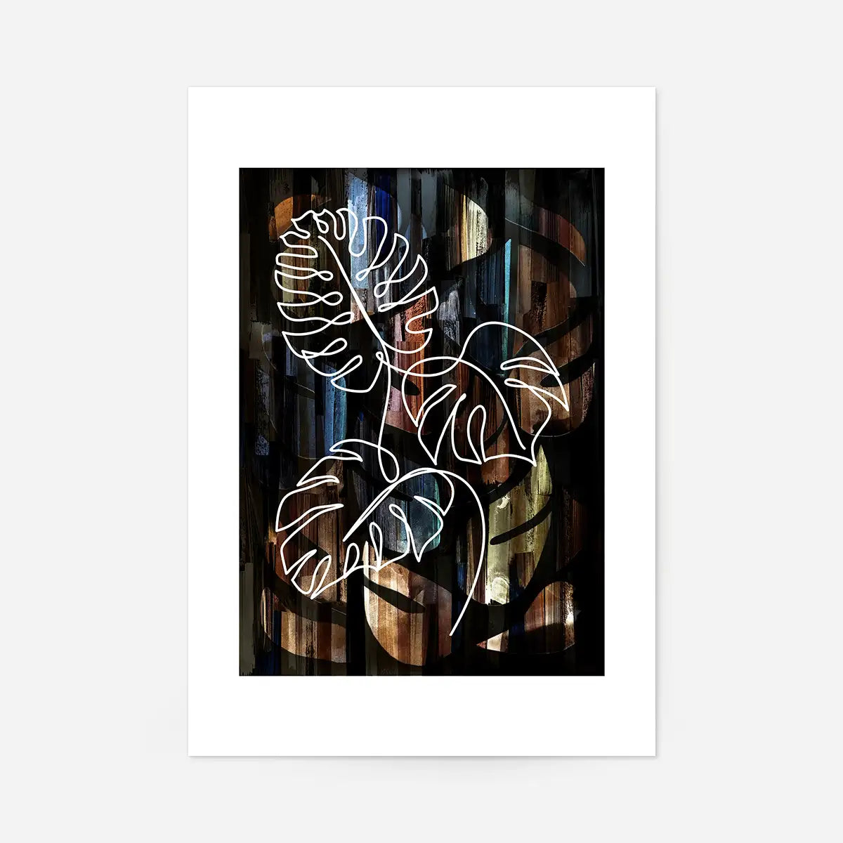 Gold Texture Black Monstera Print