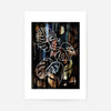 Gold Texture Black Monstera Print