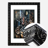 Gold Texture Black Monstera Print