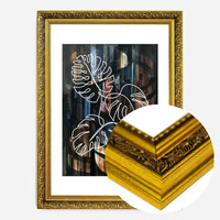 Gold Texture Black Monstera Print