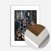 Gold Texture Black Monstera Print