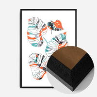 Orange And Teal Abstract Monstera Print