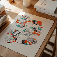 Orange And Teal Abstract Monstera Print