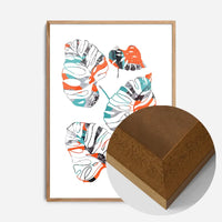 Orange And Teal Abstract Monstera Print