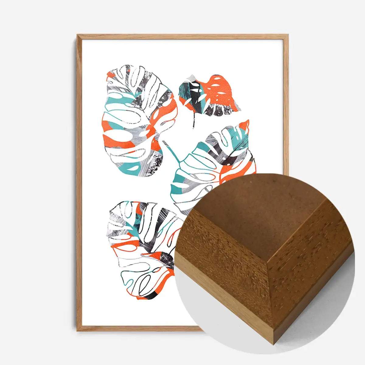 Orange And Teal Abstract Monstera Print