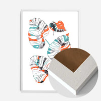 Orange And Teal Abstract Monstera Print
