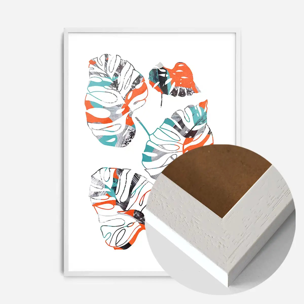Orange And Teal Abstract Monstera Print
