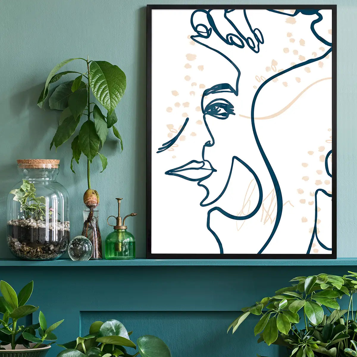 Abstract Scribbled Face Print