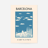 Barcelona Tourist Style Poster Print