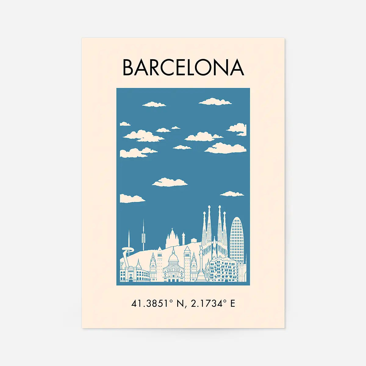 Barcelona Tourist Style Poster Print