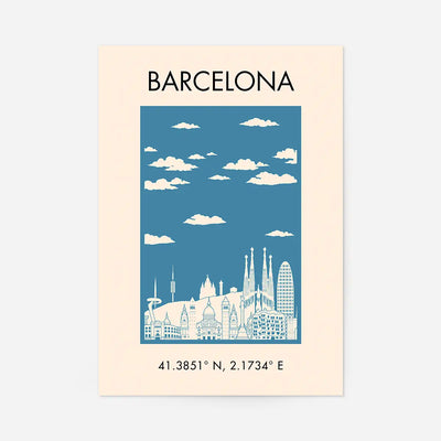 Barcelona Tourist Style Poster Print