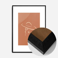 Lady Wearing Hat Natural Minimal Print