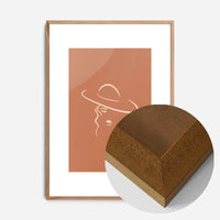 Lady Wearing Hat Natural Minimal Print
