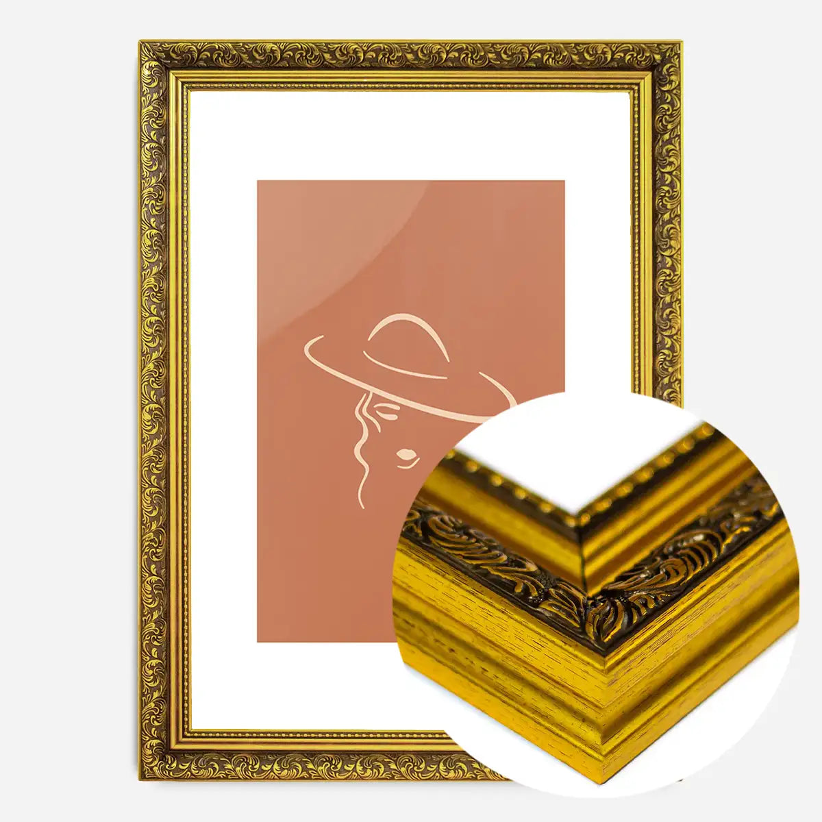 Lady Wearing Hat Natural Minimal Print