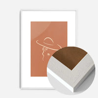 Lady Wearing Hat Natural Minimal Print