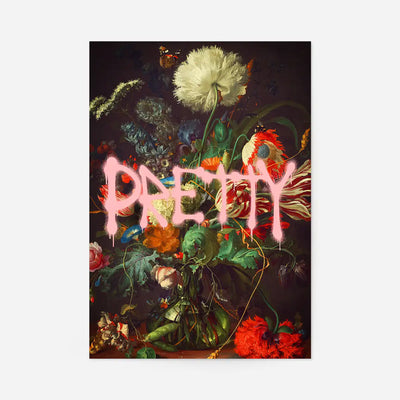 Pretty Flowers Vase Graffiti Painting Print