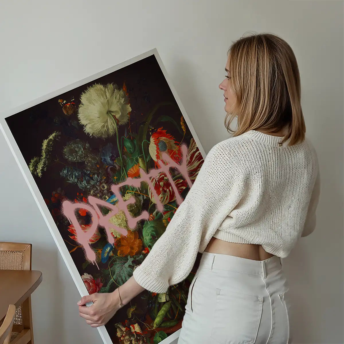 Pretty Flowers Vase Graffiti Painting Print