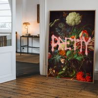 Pretty Flowers Vase Graffiti Painting Print