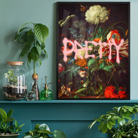 Pretty Flowers Vase Graffiti Painting Print