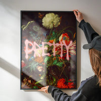 Pretty Flowers Vase Graffiti Painting Print