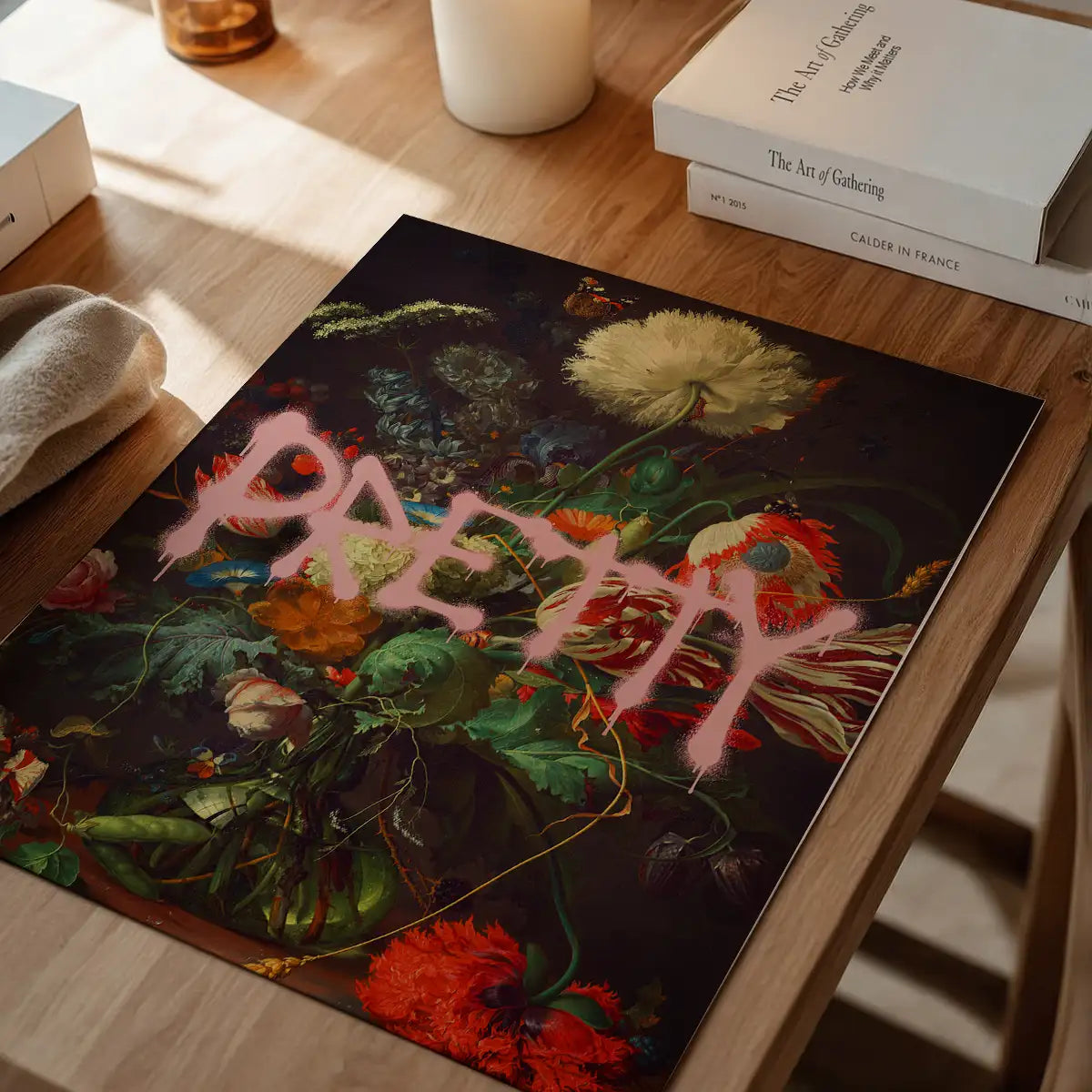 Pretty Flowers Vase Graffiti Painting Print