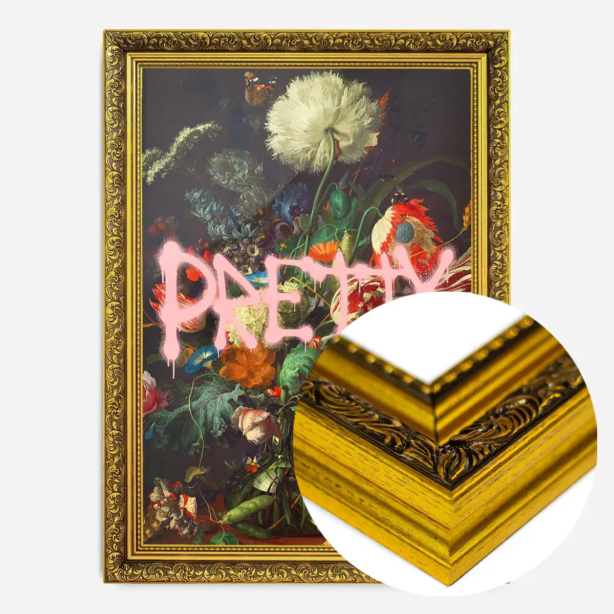 Pretty Flowers Vase Graffiti Painting Print