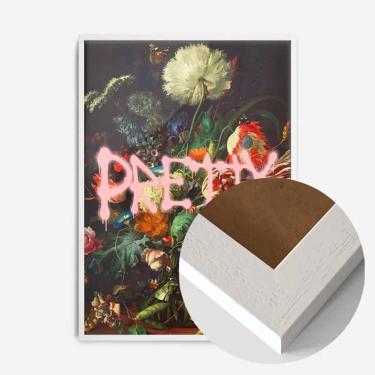 Pretty Flowers Vase Graffiti Painting Print