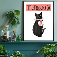 Black Cat Vintage Halloween Art Print