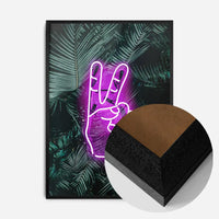 Peace Fingers Neon Tropical Art Print