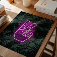 Peace Fingers Neon Tropical Art Print