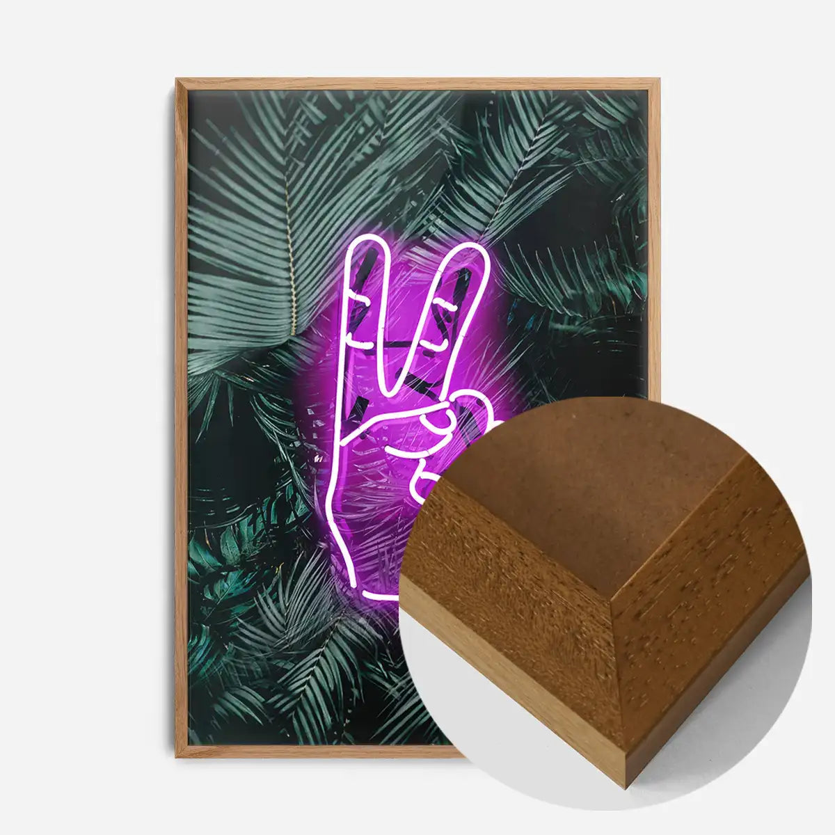Peace Fingers Neon Tropical Art Print