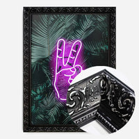 Peace Fingers Neon Tropical Art Print