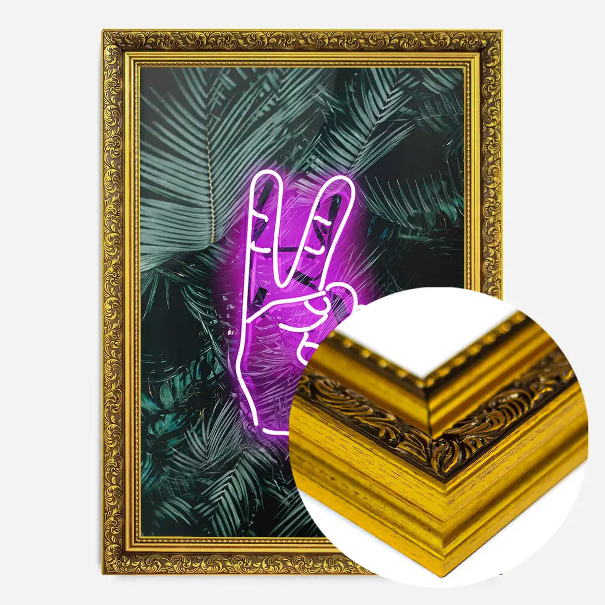 Peace Fingers Neon Tropical Art Print