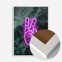 Peace Fingers Neon Tropical Art Print