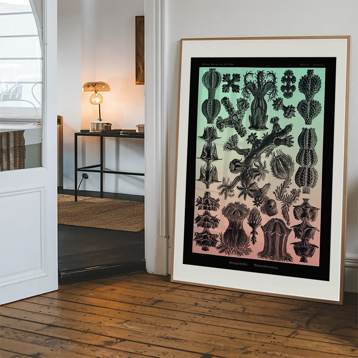 Corals Pink And Green Antique Print