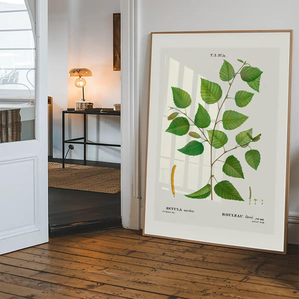 Paper Birch Branch Leaves Antique Print